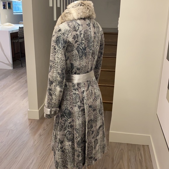 Diane von furstenburg coat with removable rabbit collar - Picture 6 of 12